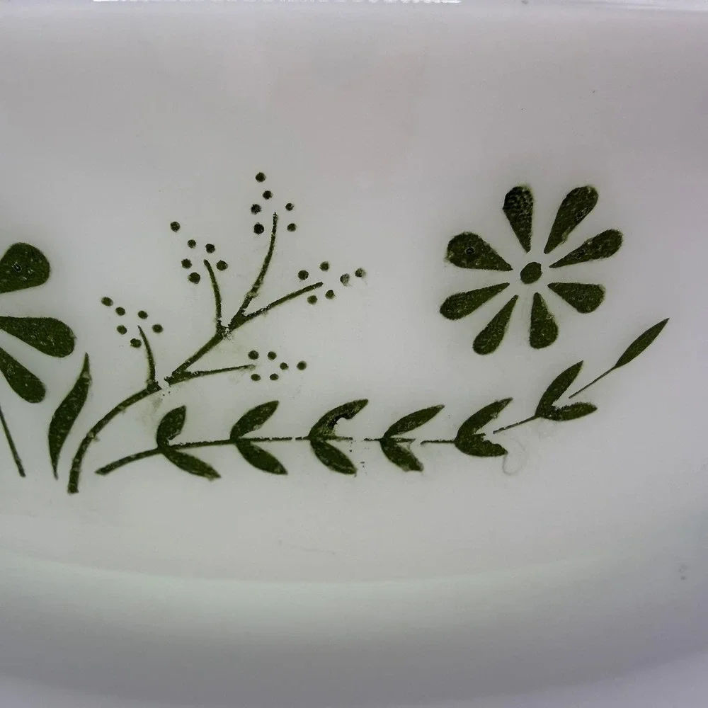 Vintage‎ Milk Glass Baking Dish Made in USA Oven Safe White Round Casserole Lid